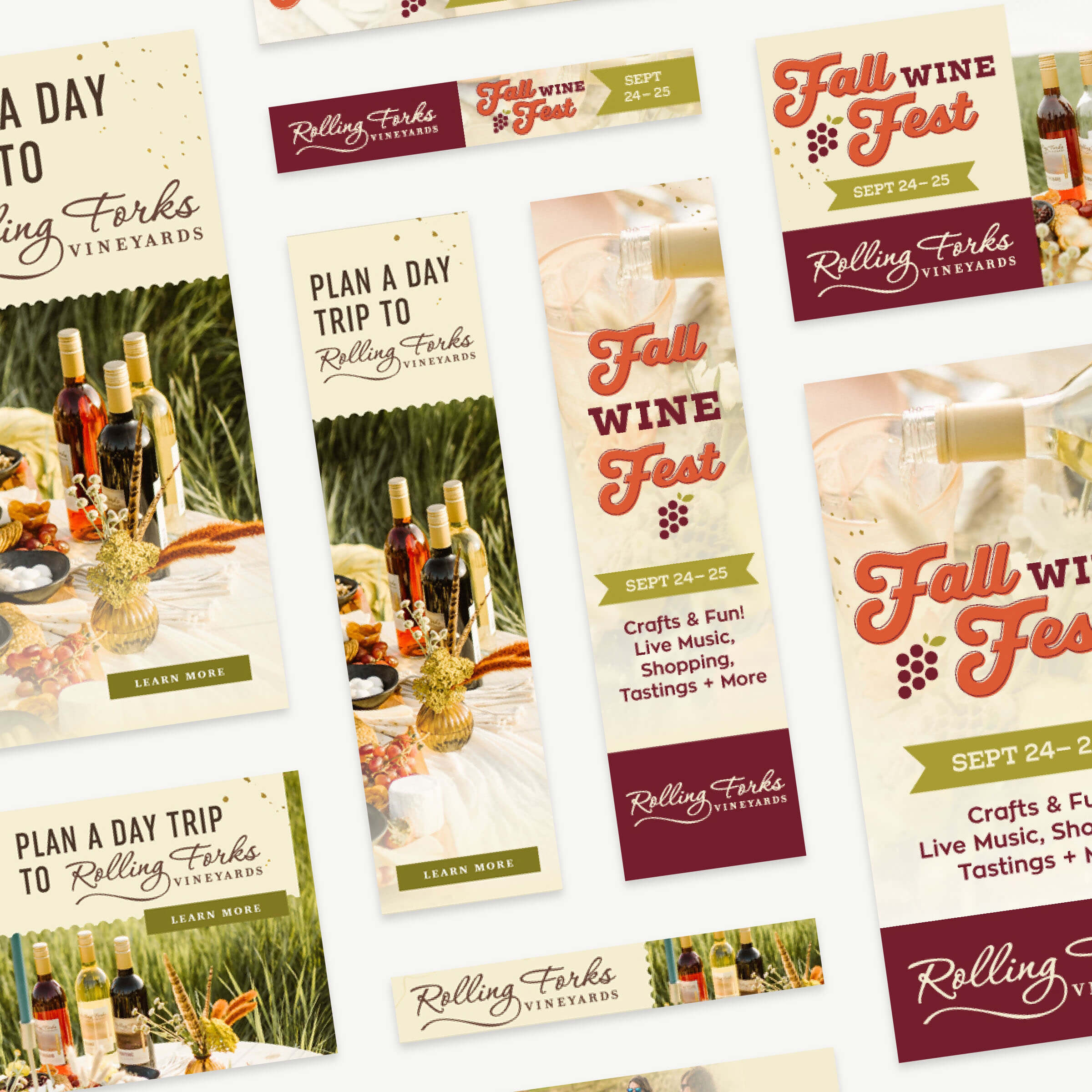 Digital ads featuring stunning wine photography.