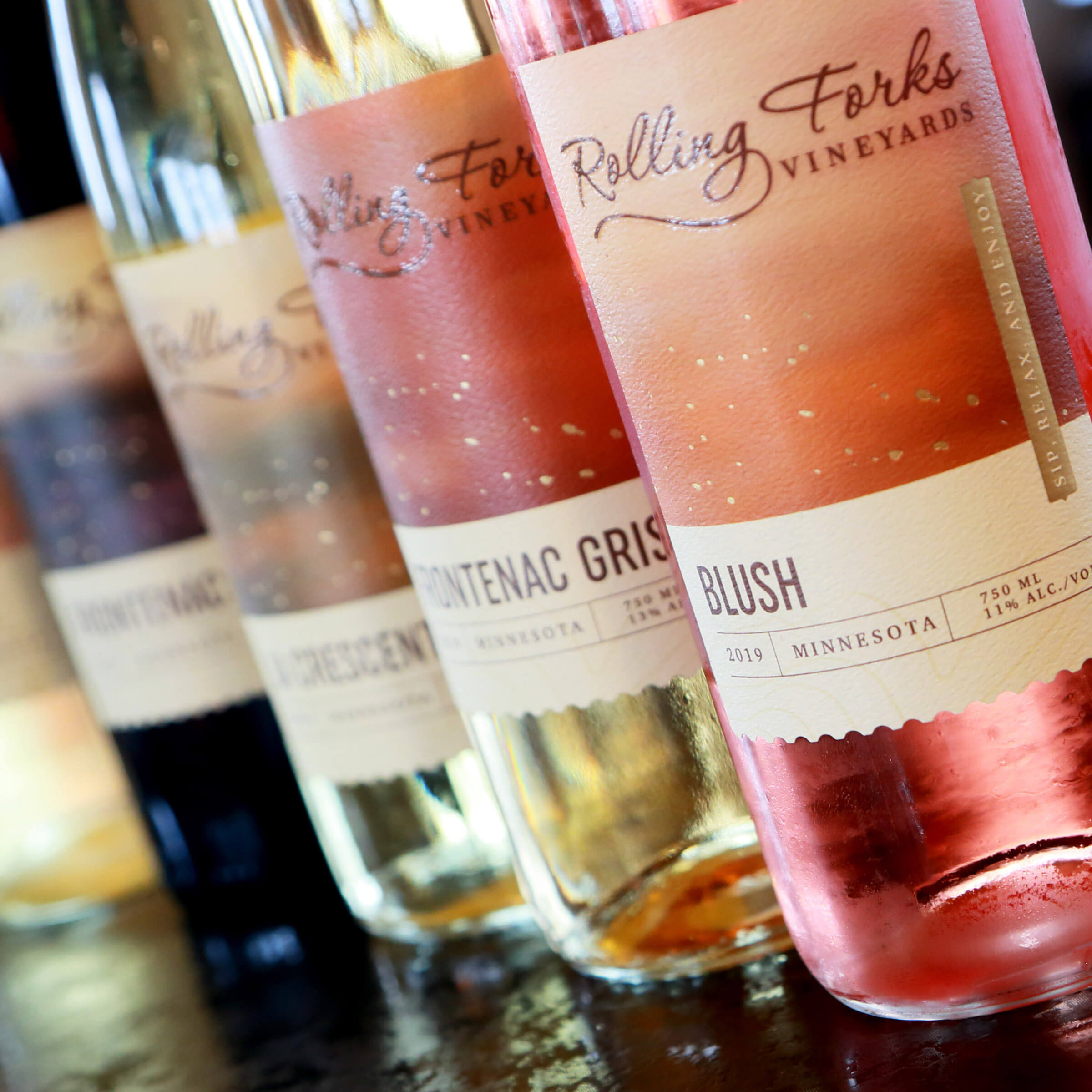 Wine labels Rolling Forks Vineyards.