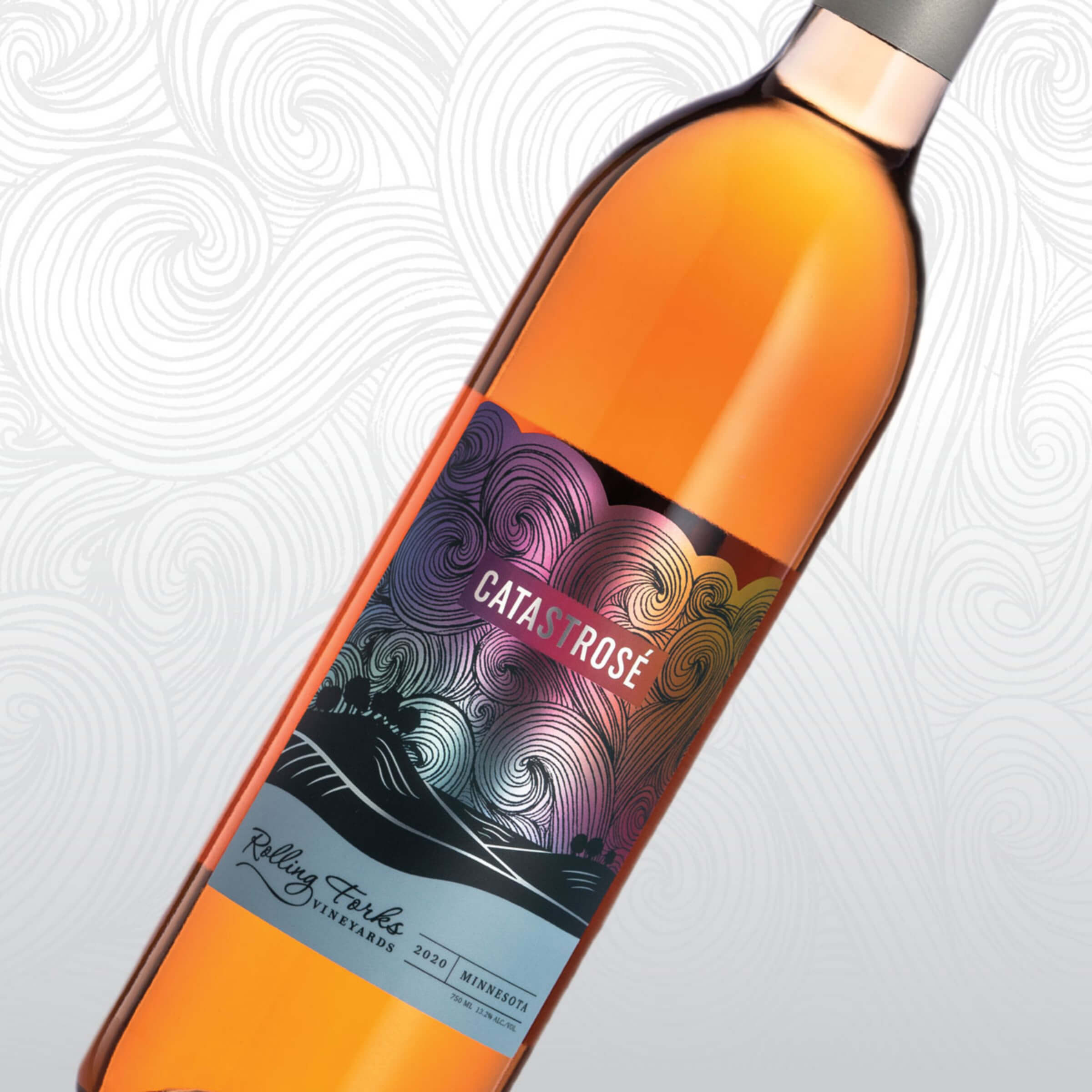 A wine label for Catarosé, a Rolling Forks Vineyards fruit wine.