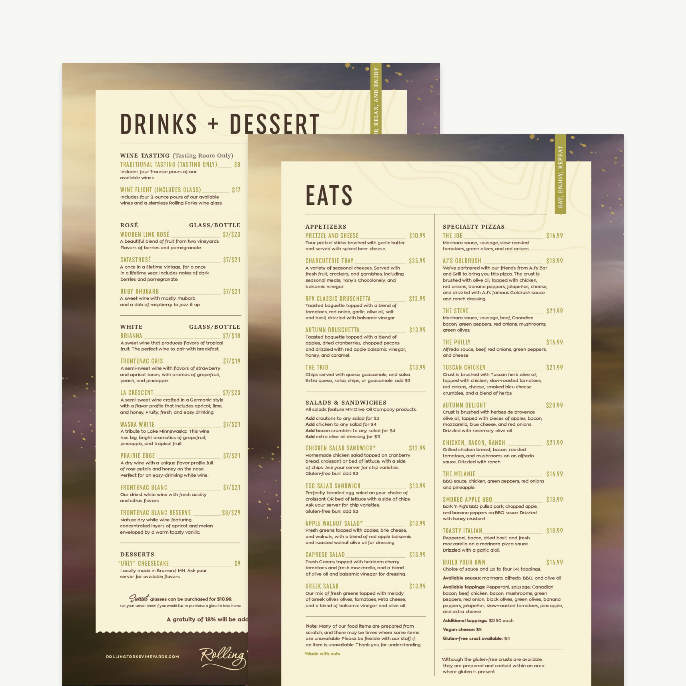 A thoughtfully-designed food and drink menu.