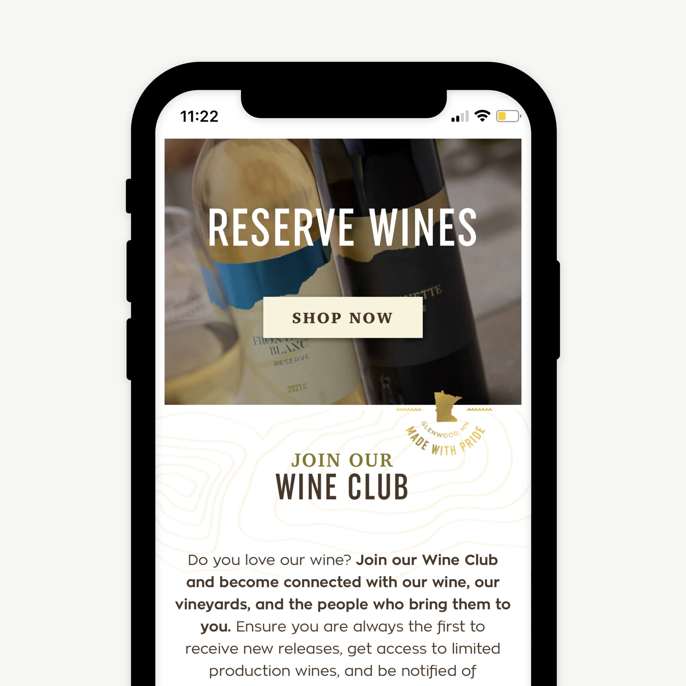 A mobile layout of a website design.