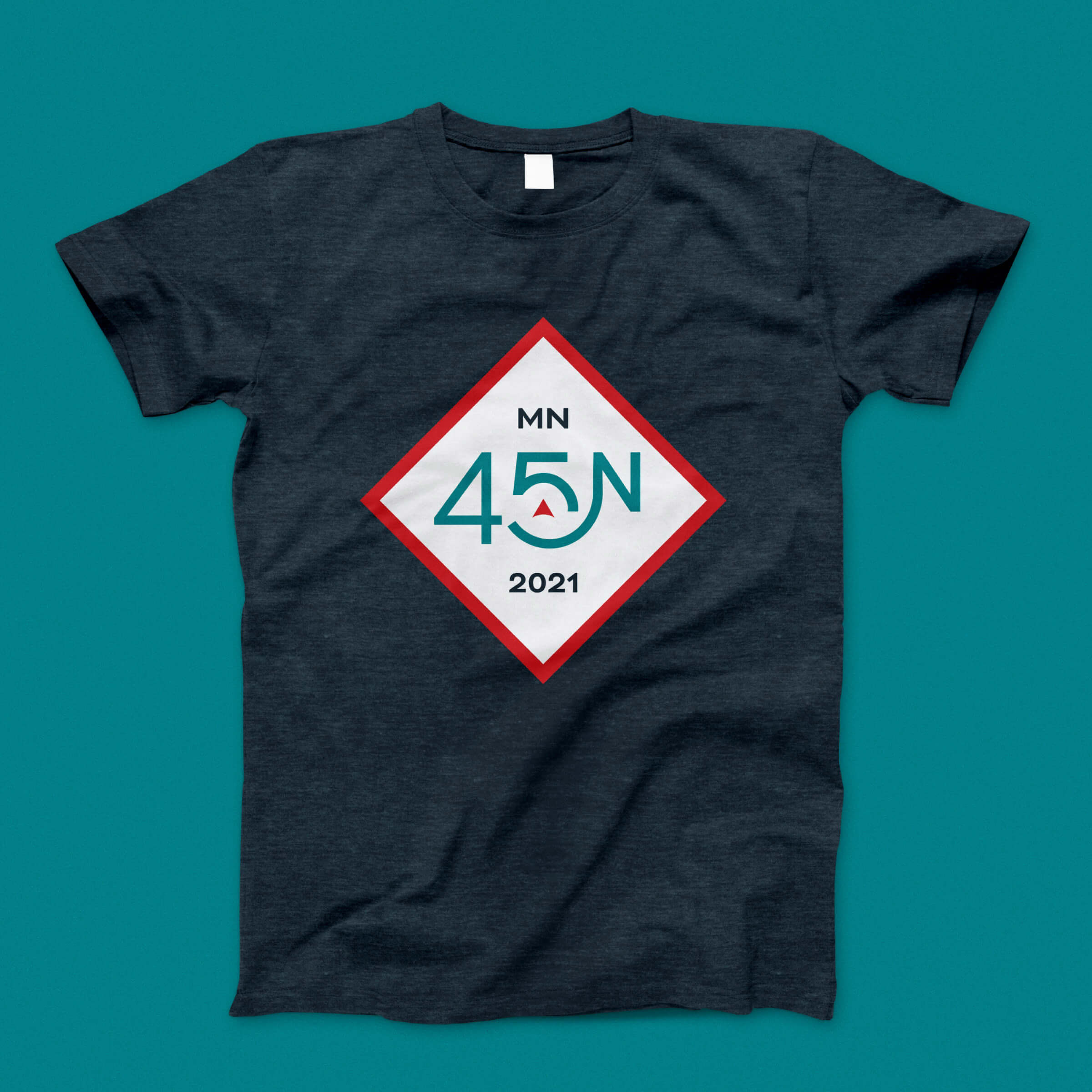 A dark gray t-shirt with the 45North Drywall logo.