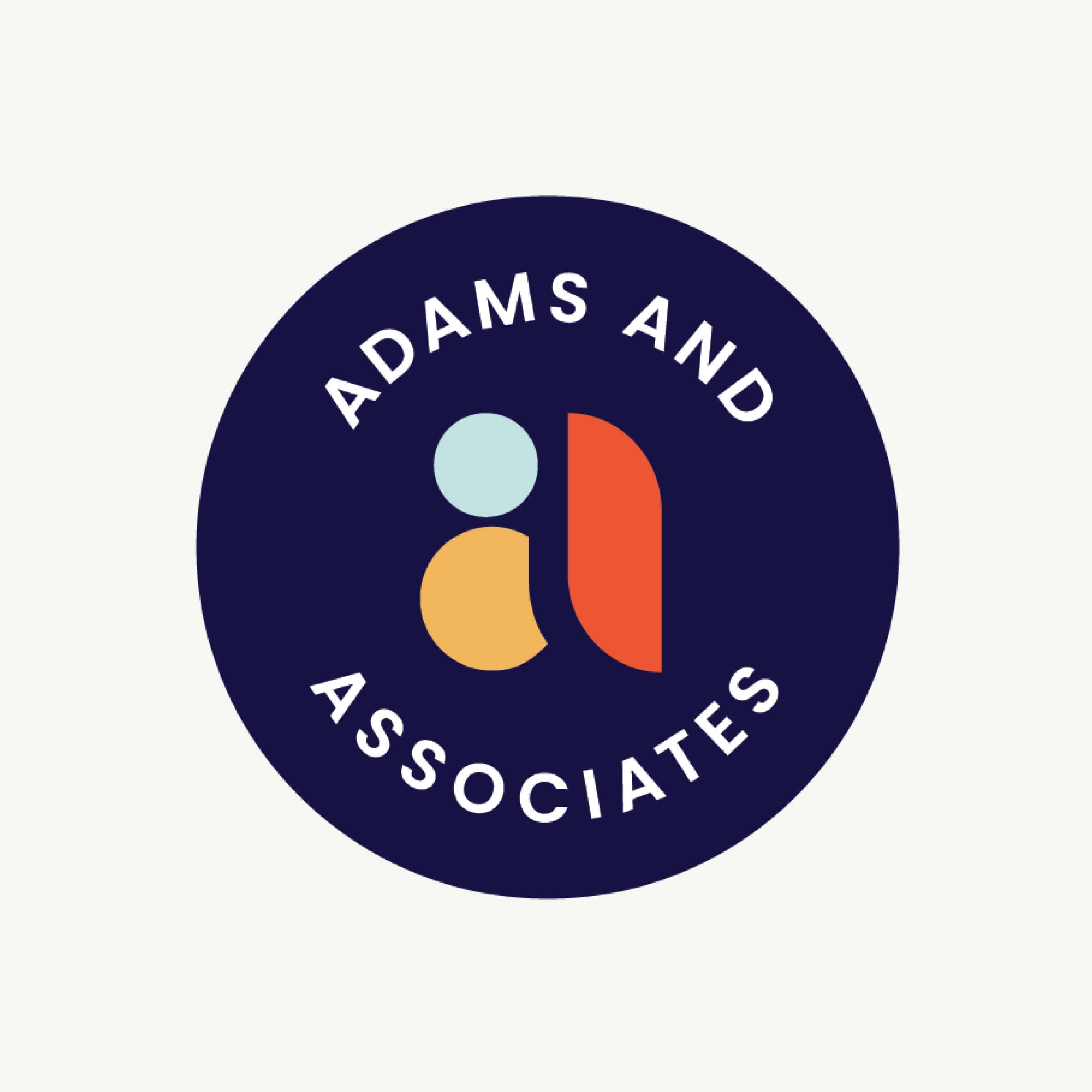 A logo badge for Adams and Associates