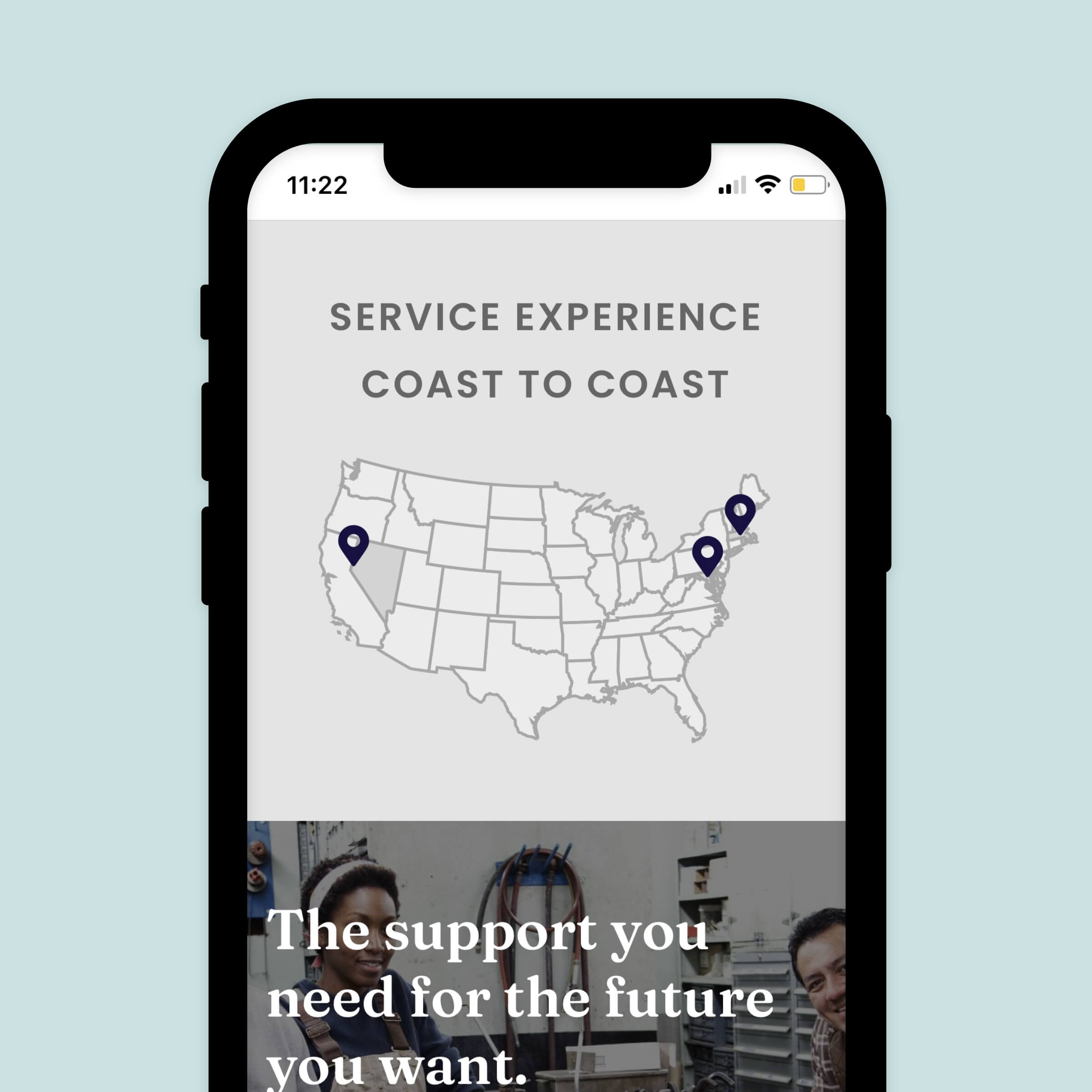 A mobile view of a professional service provider's website.