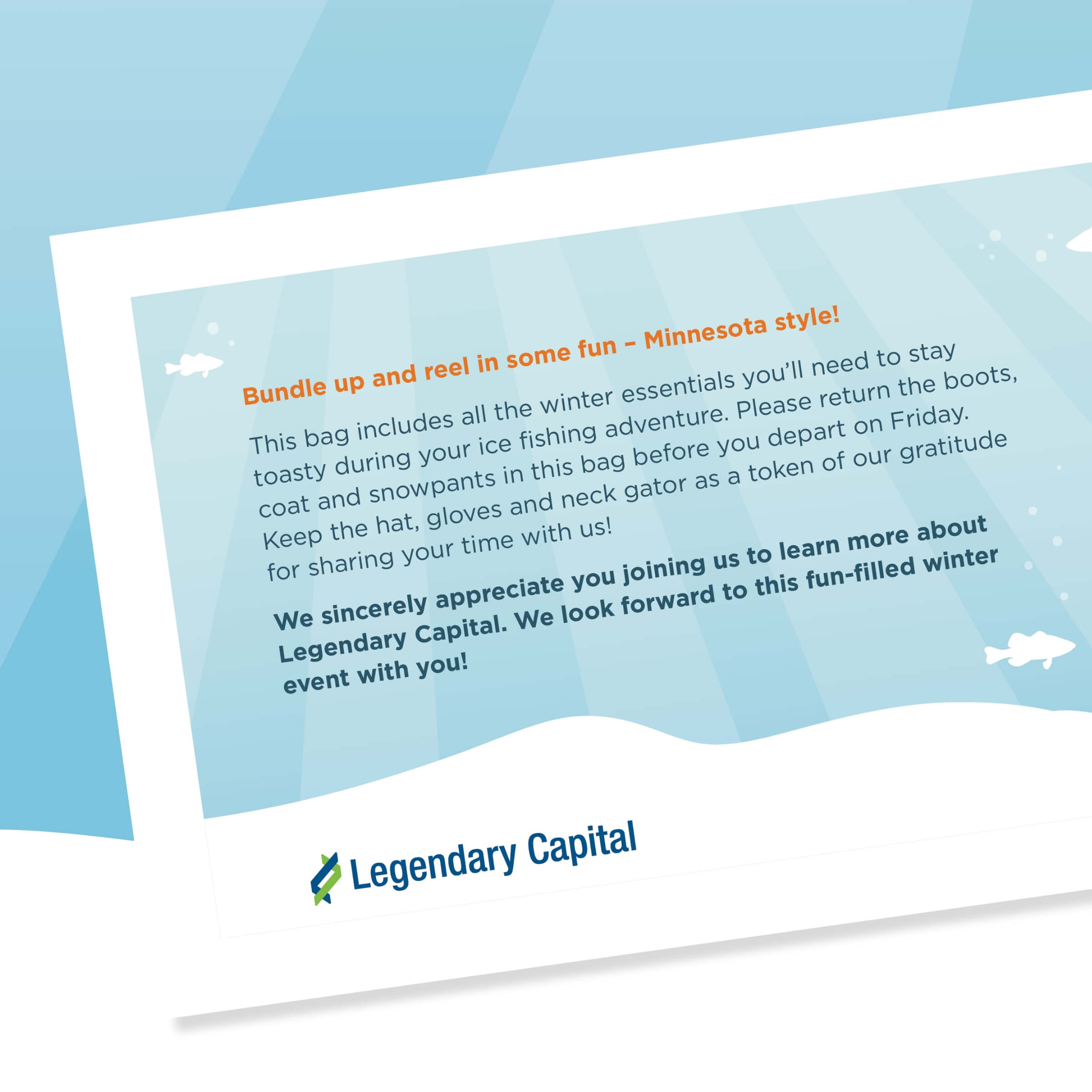 A white notecard with a light blue underwater fish scene and text.