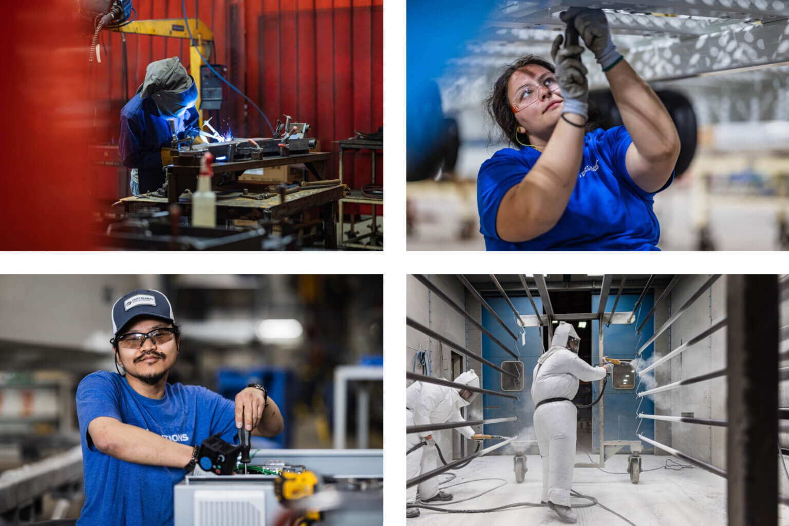 Four images of FAST Global Solutions employees working